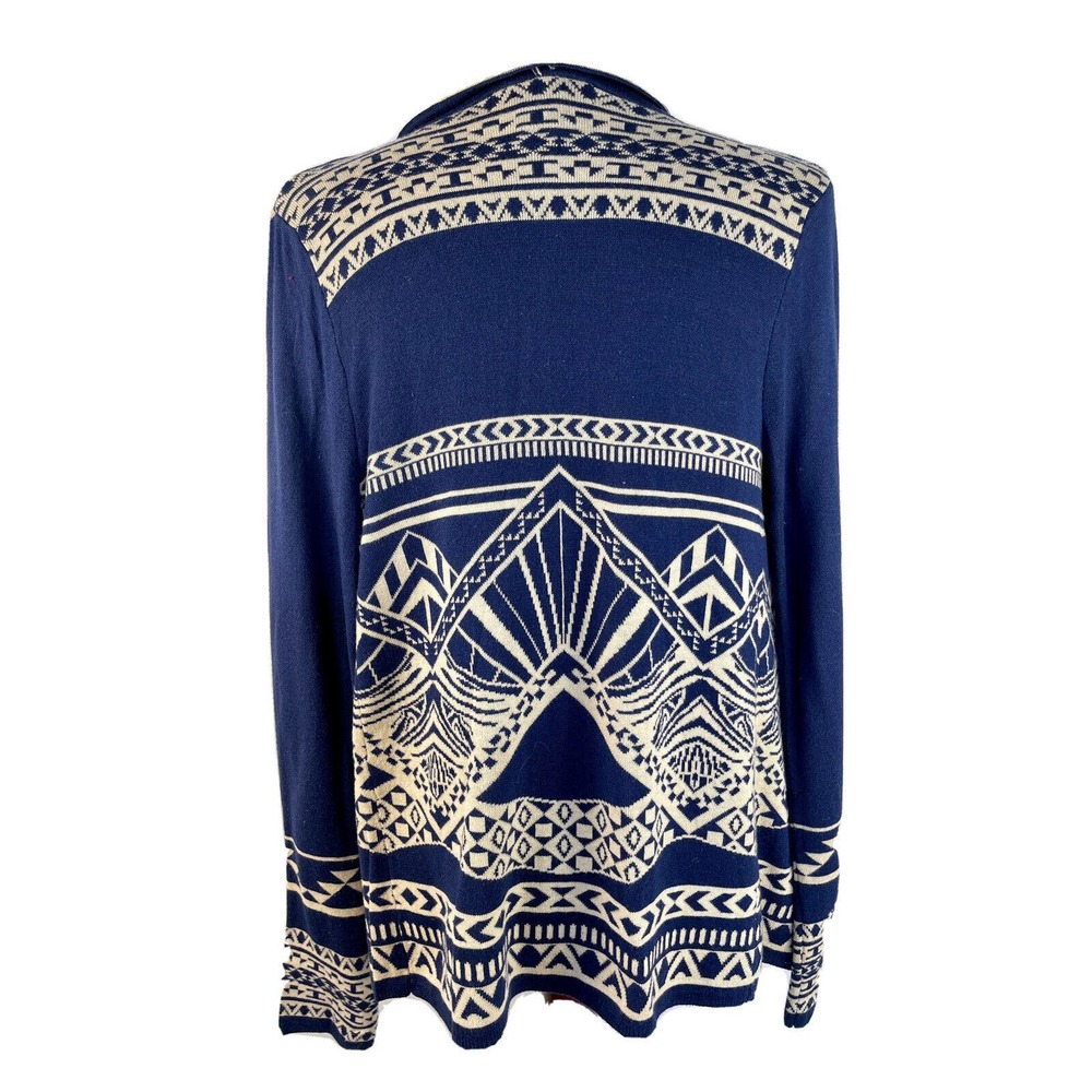 Flying Tomato Aztec Indian Navajo Reversible Cardigan Navy & Cream Big Size S - Picture 4 of 13